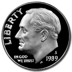 1989-S Roosevelt Dime Gem Proof