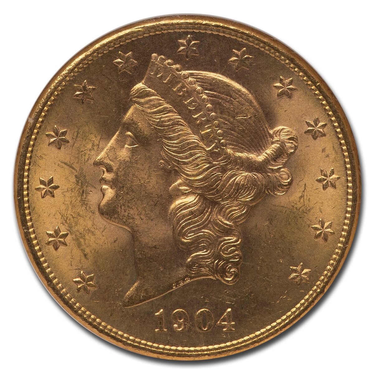 1904-S $20 Liberty Gold Double Eagle MS-64 NGC (CAC)