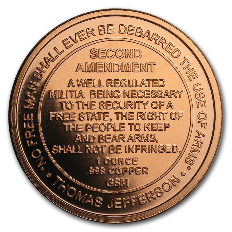 1 oz Copper Round - Second Amendment (Right to Bear Arms)