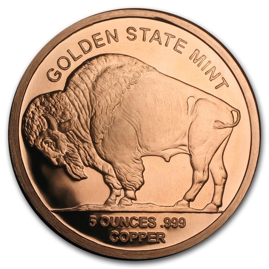 5 oz Copper Round - Buffalo Nickel