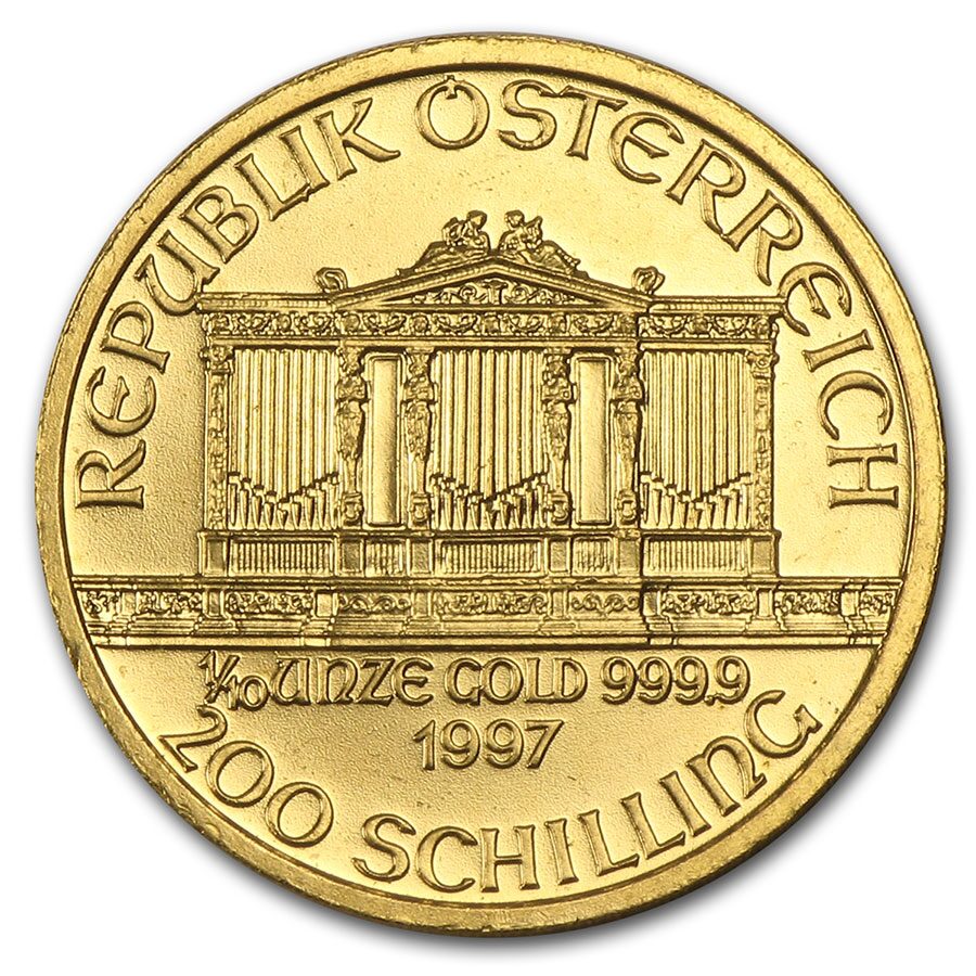 1997 Austria 1/10 oz Gold Philharmonic BU
