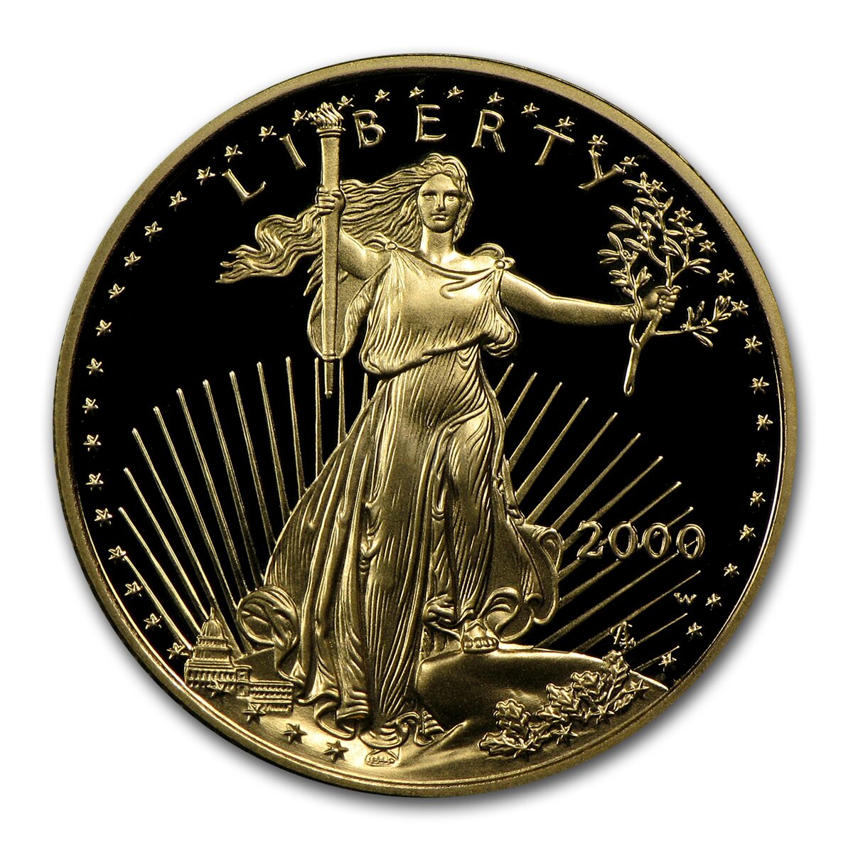 2000-W 1/4 oz Proof American Gold Eagle (w/Box & COA)