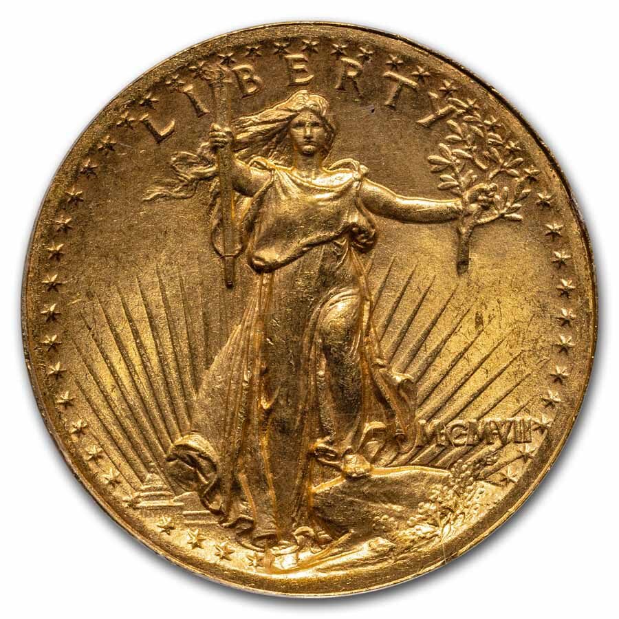 1907 $20 St Gaudens Gold High Relief Wire Edge MS-64 PCGS