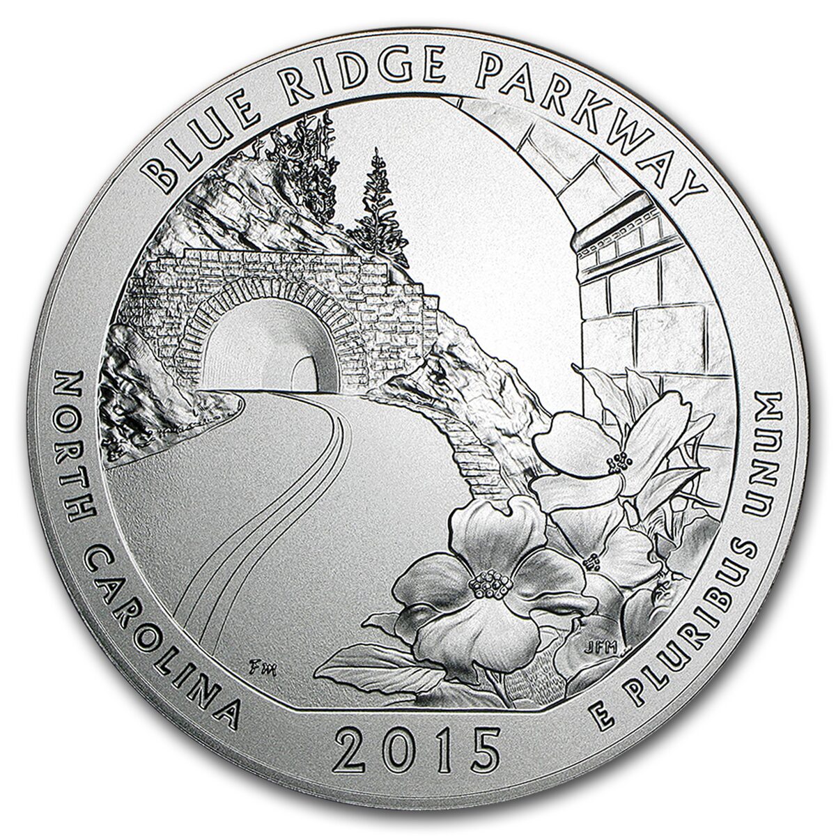 2015-P 5 oz Silver ATB Blue Ridge Parkway (w/Box & COA)