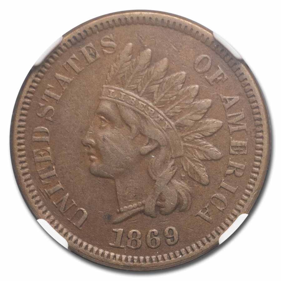 1869 Indian Head Cent XF-45 NGC (Brown)