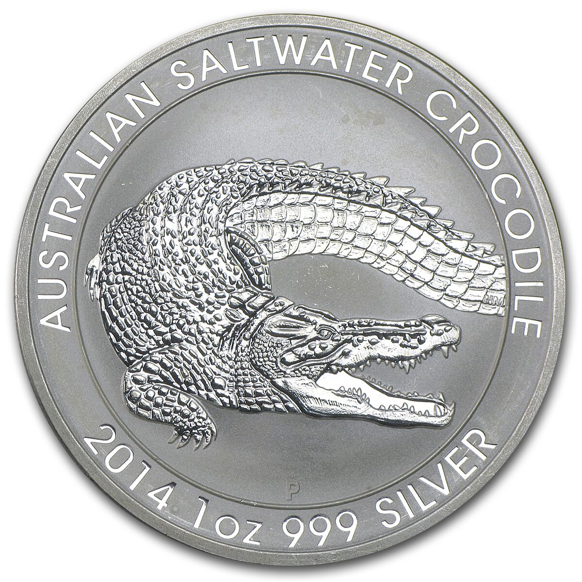 2014 Australia 1 oz Silver Saltwater Crocodile (Abrasions)