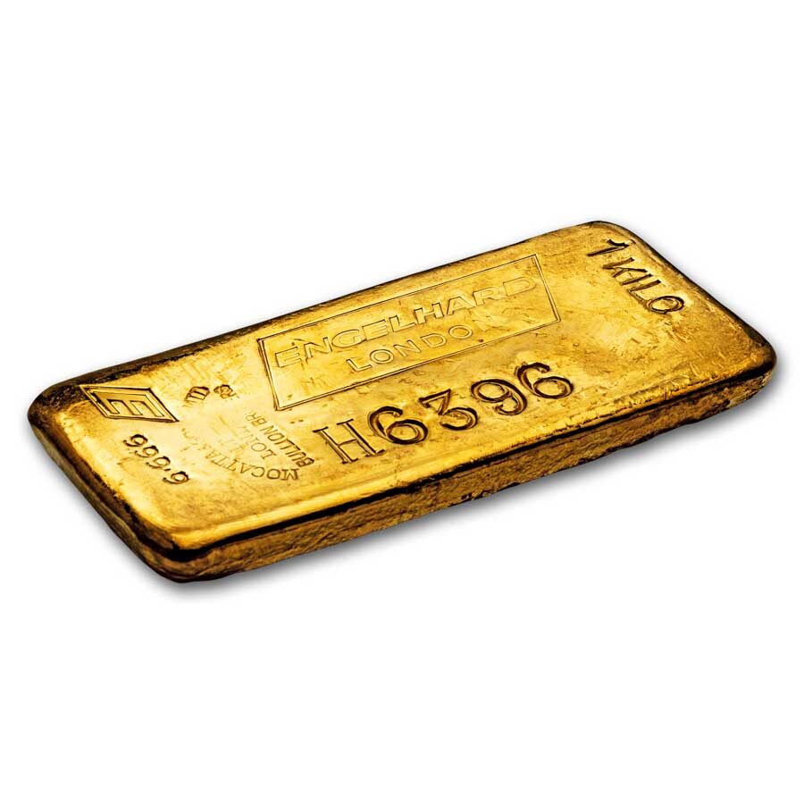 1 kilo Gold Bar - Engelhard-London (Vertical Logo)