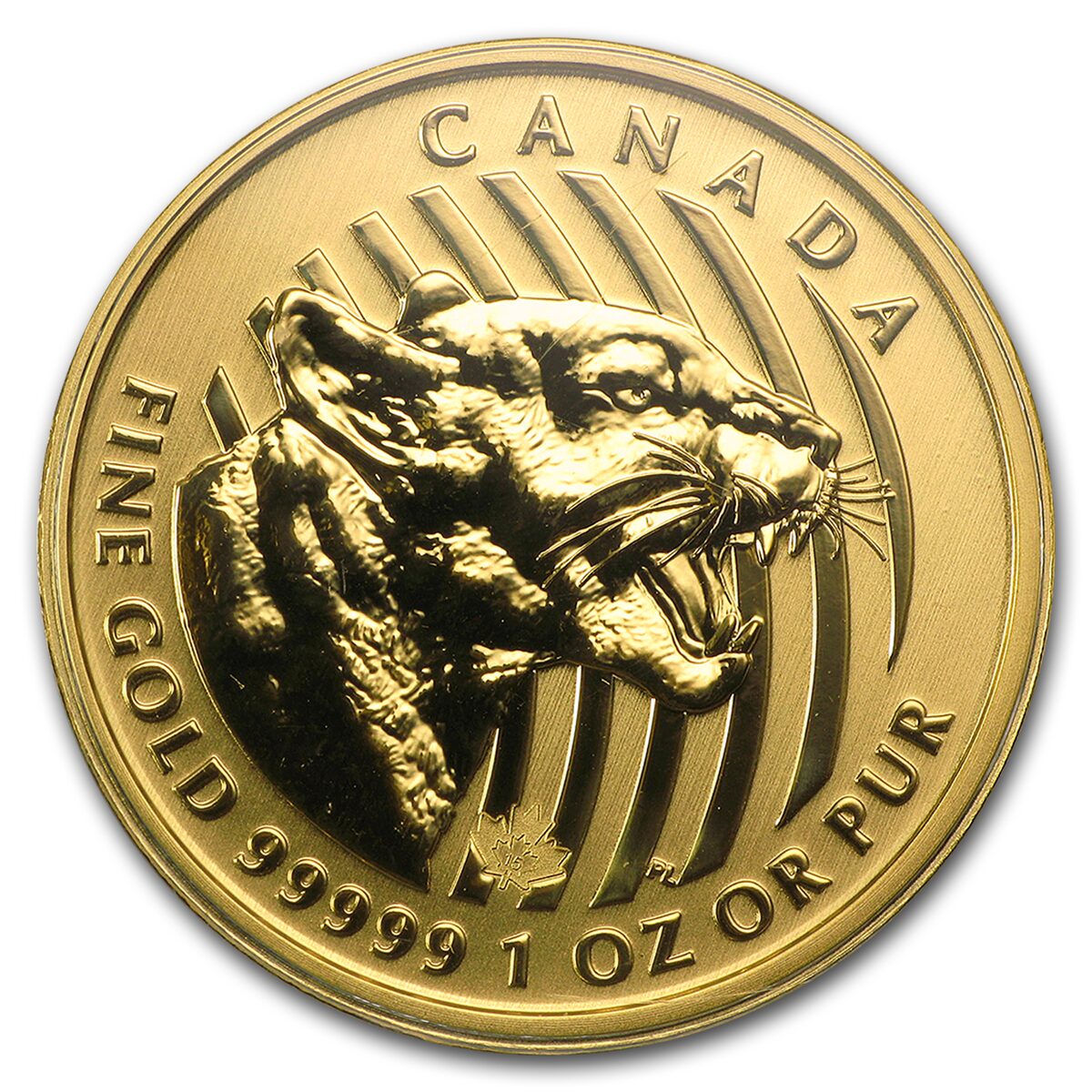 2015 Canada 1 oz Gold Growling Cougar .99999 BU (Dmgd Assay)