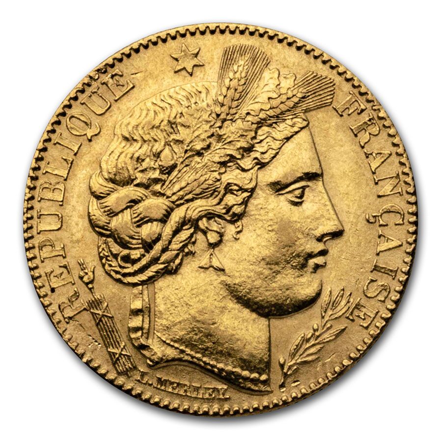 1895-1899 France Gold 10 Francs Late Head Ceres AU