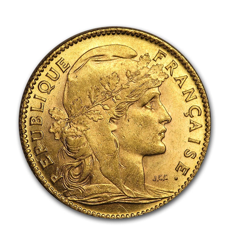 1899-1914 France Gold 10 Francs Rooster BU
