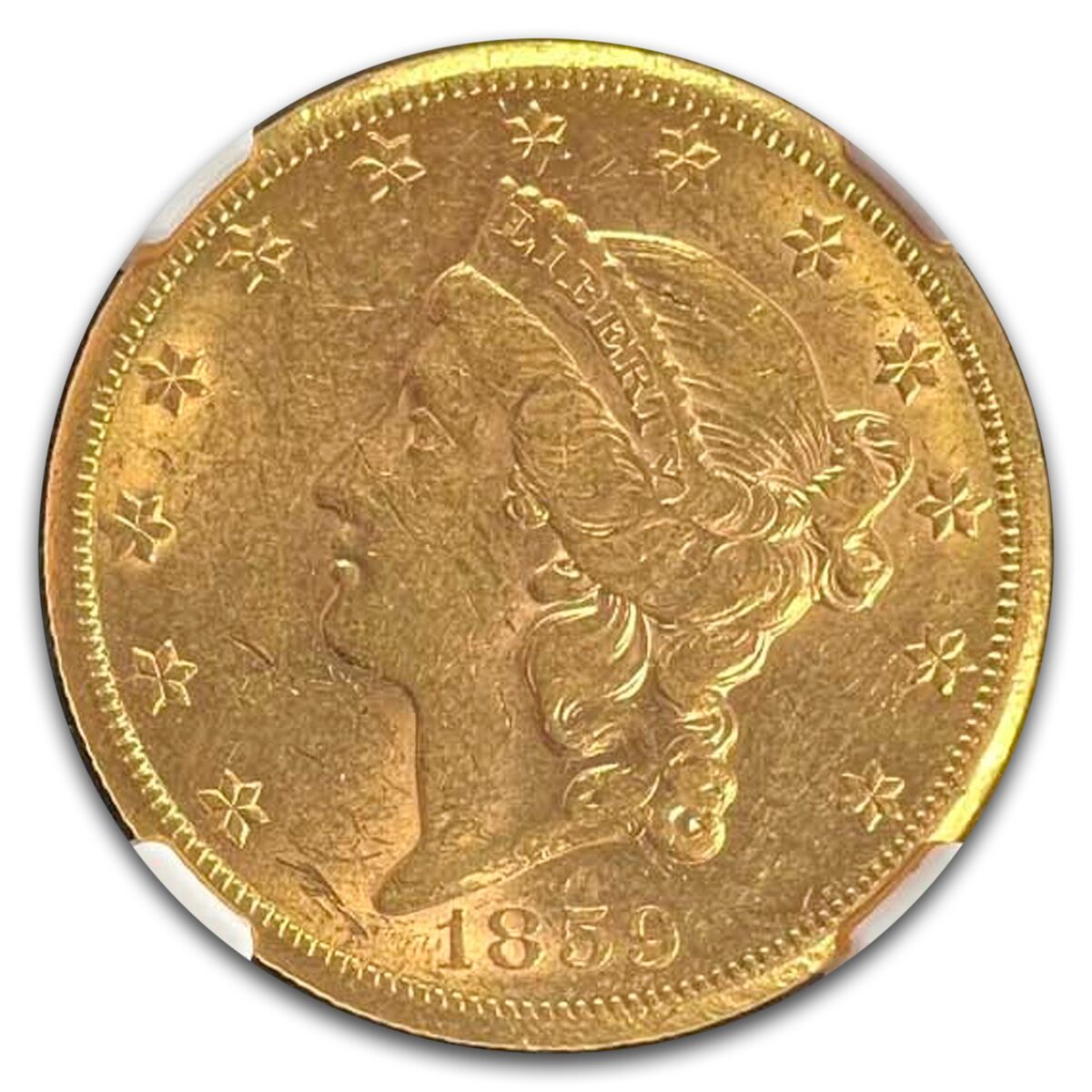 1859-S $20 Liberty Gold Double Eagle AU-58 NGC