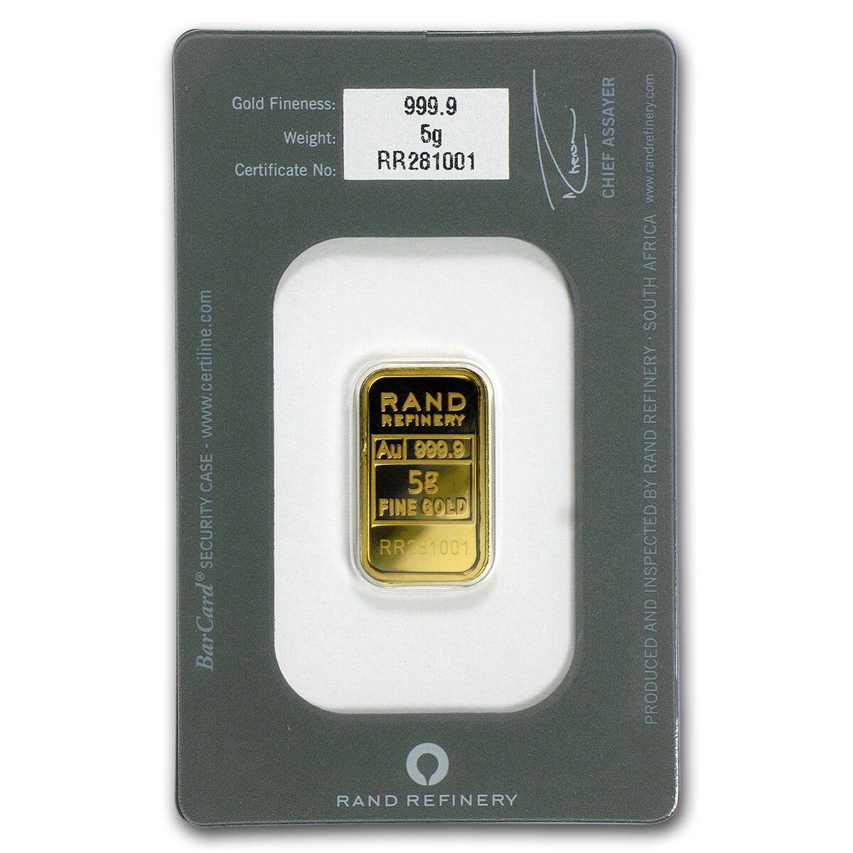 5 gram Gold Bar - Rand Elephant Mirage (In Assay)