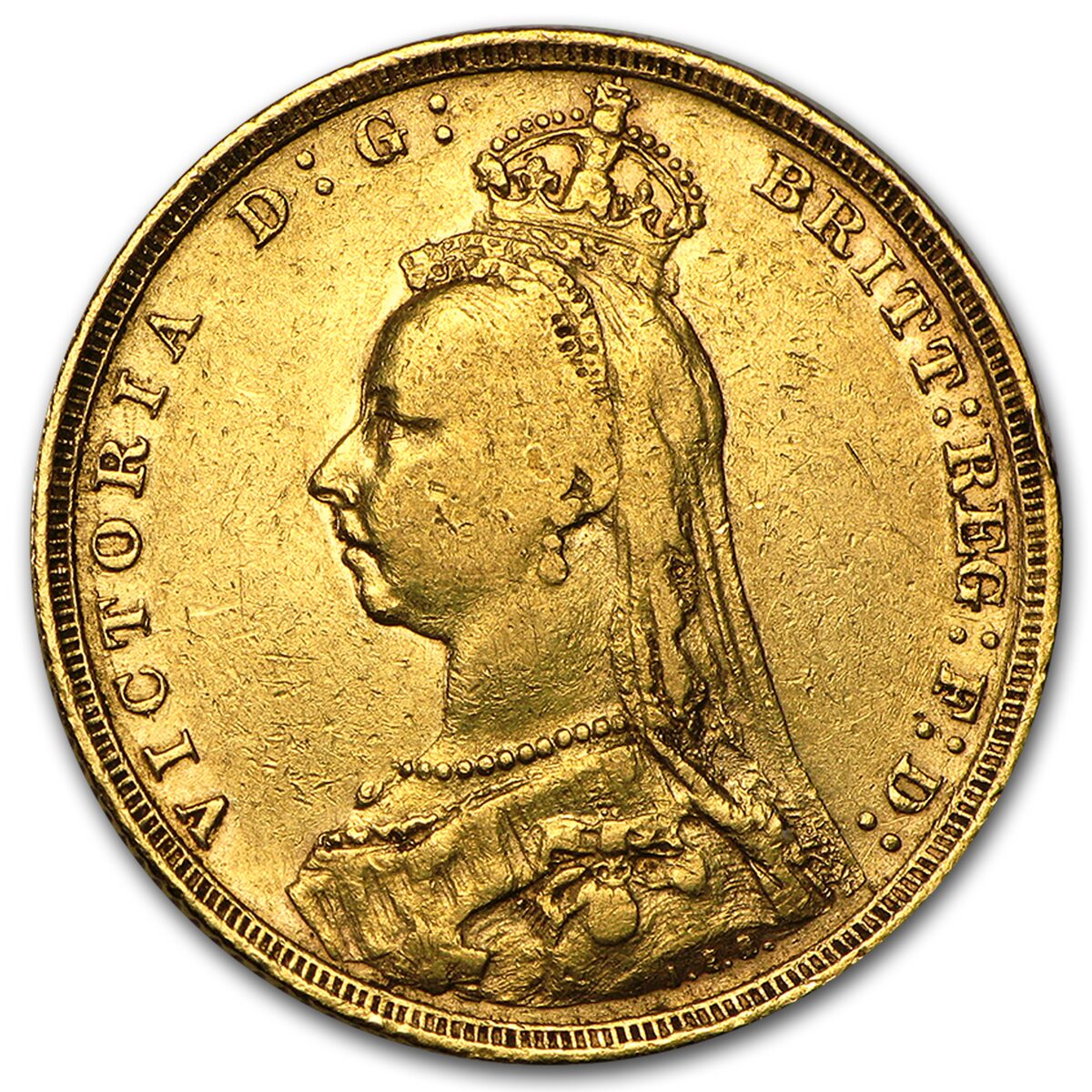 1887-1893-S Australia Gold Sovereign Victoria Jubilee Avg Circ