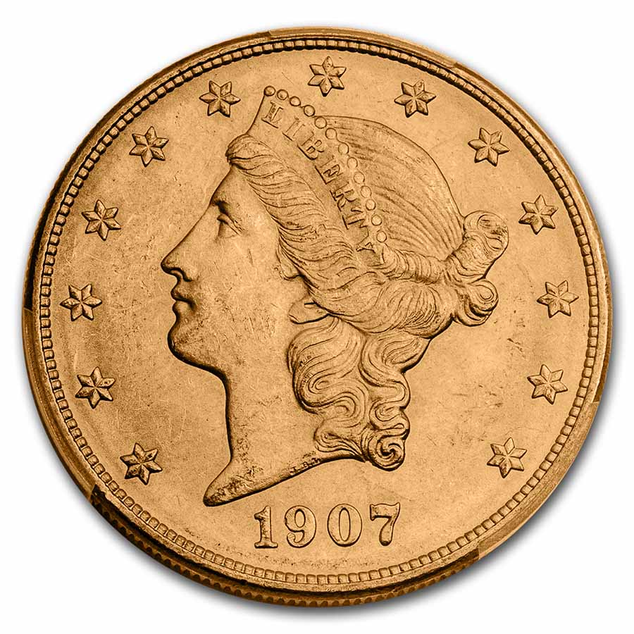 1907-D $20 Liberty Gold Double Eagle MS-64 PCGS