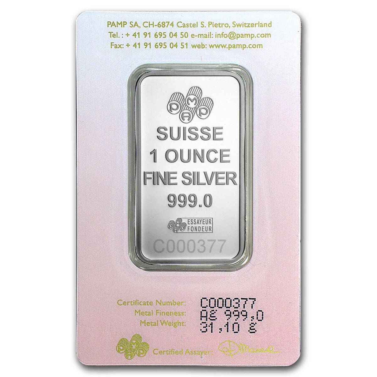1 oz Silver Bar - PAMP Suisse (Love Always, In Assay)