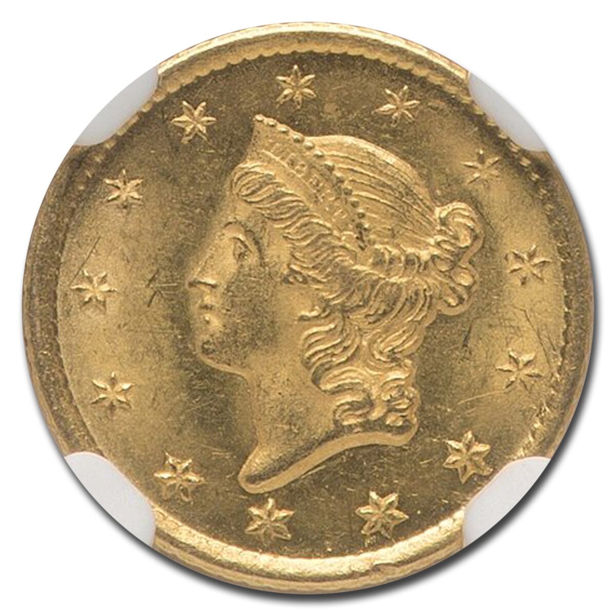 1849-O $1 Liberty Head Gold MS-64 NGC