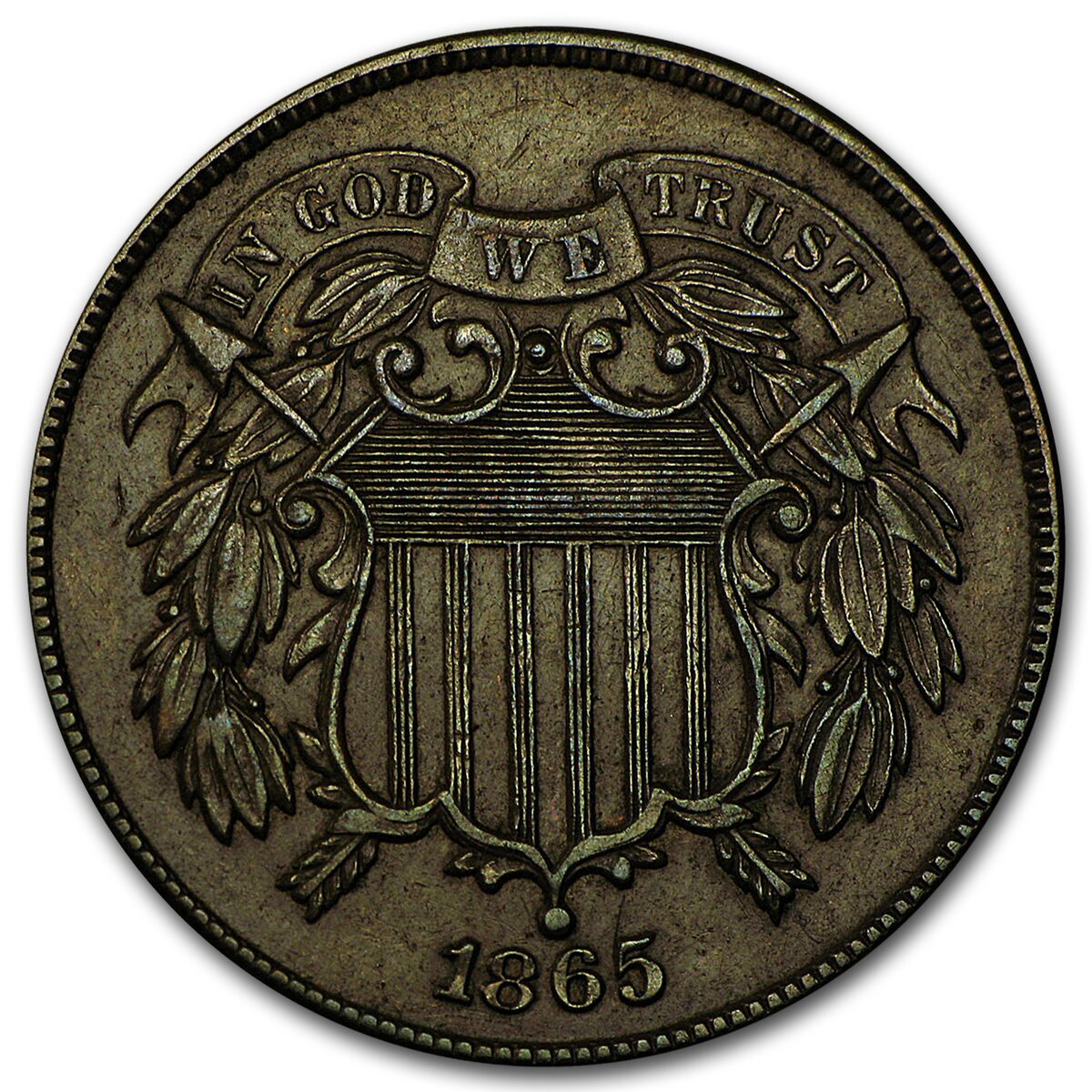 1865 Two Cent Piece AU