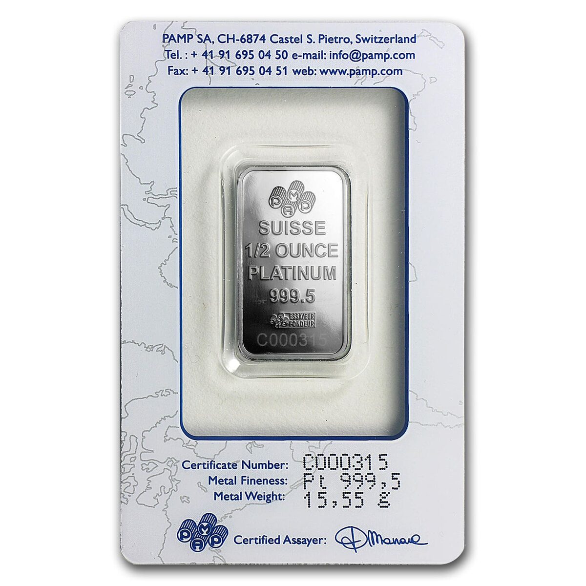 1/2 oz Platinum Bar - PAMP Suisse (In Assay)