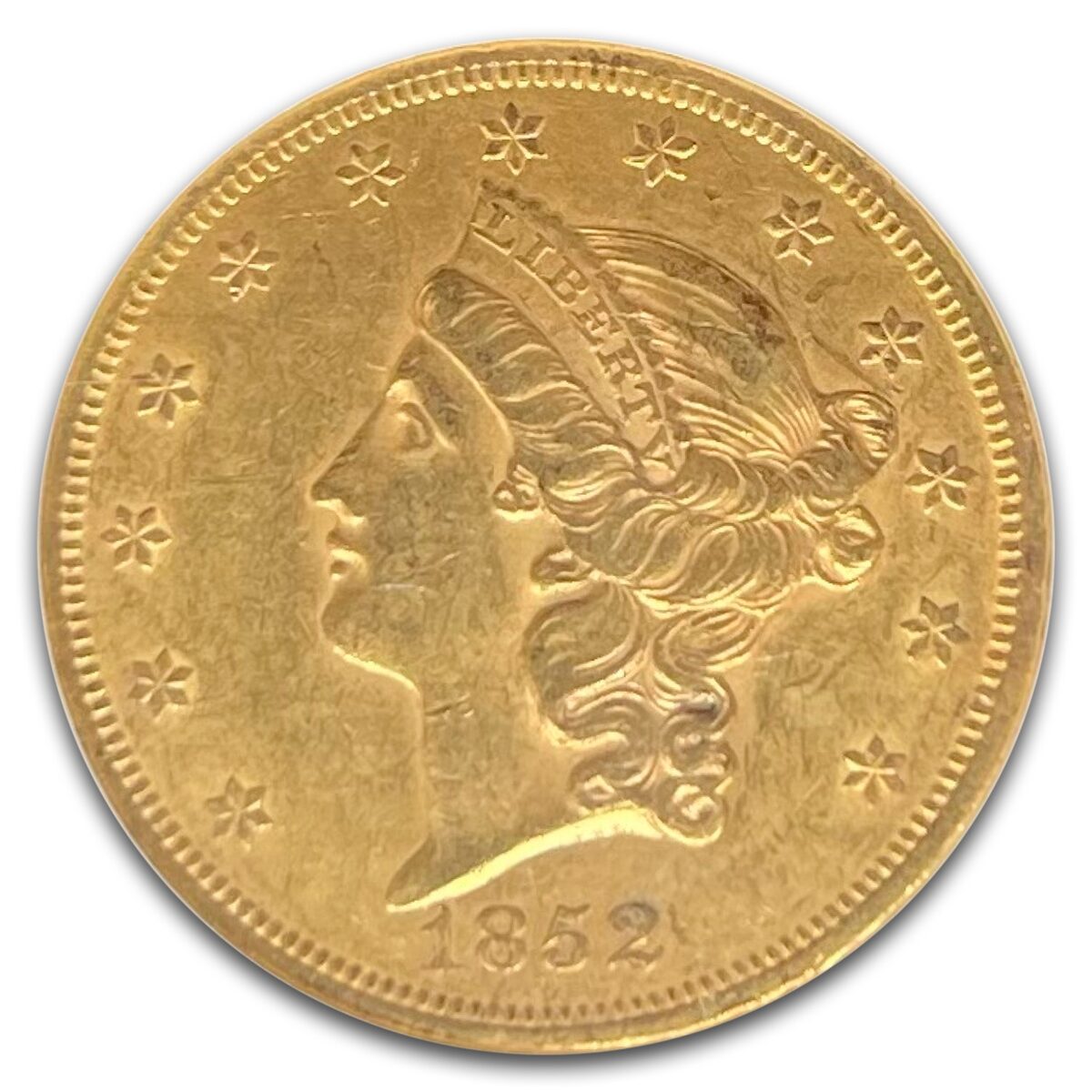1852 $20 Liberty Gold Double Eagle AU-58 NGC