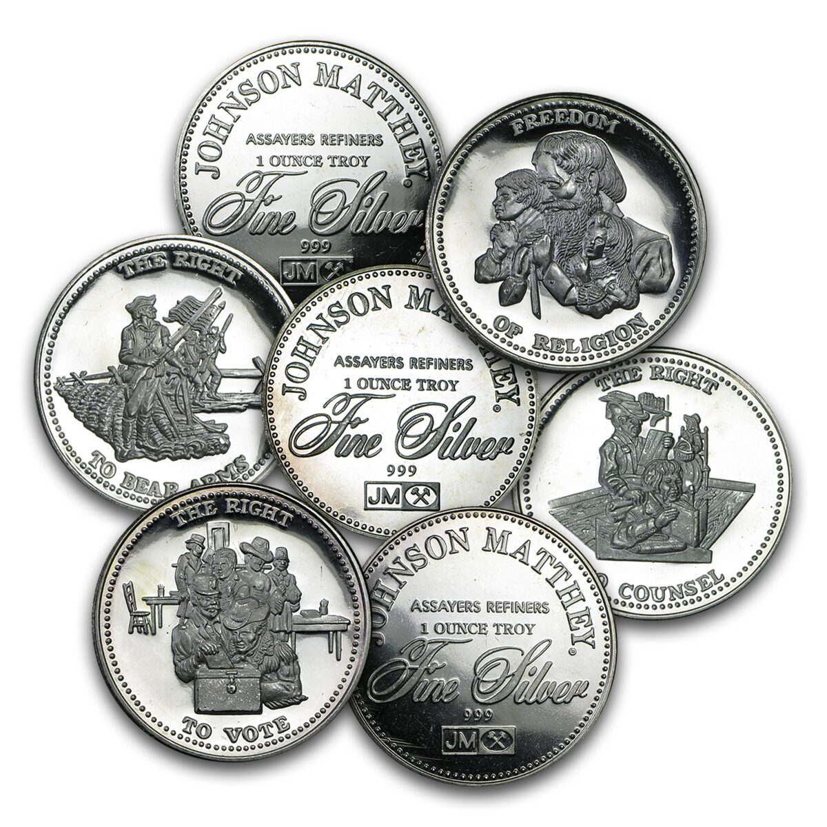 1 oz Silver Round - Johnson Matthey (Freedom, Random Design)