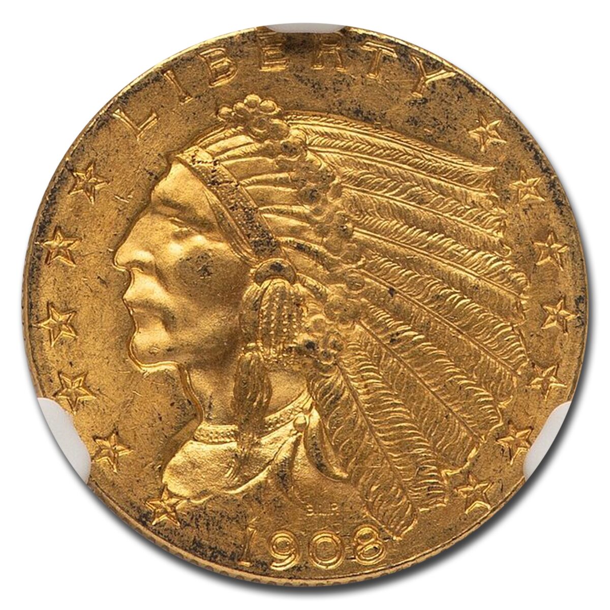 1908 $2.50 Indian Gold Quarter Eagle MS-64 NGC