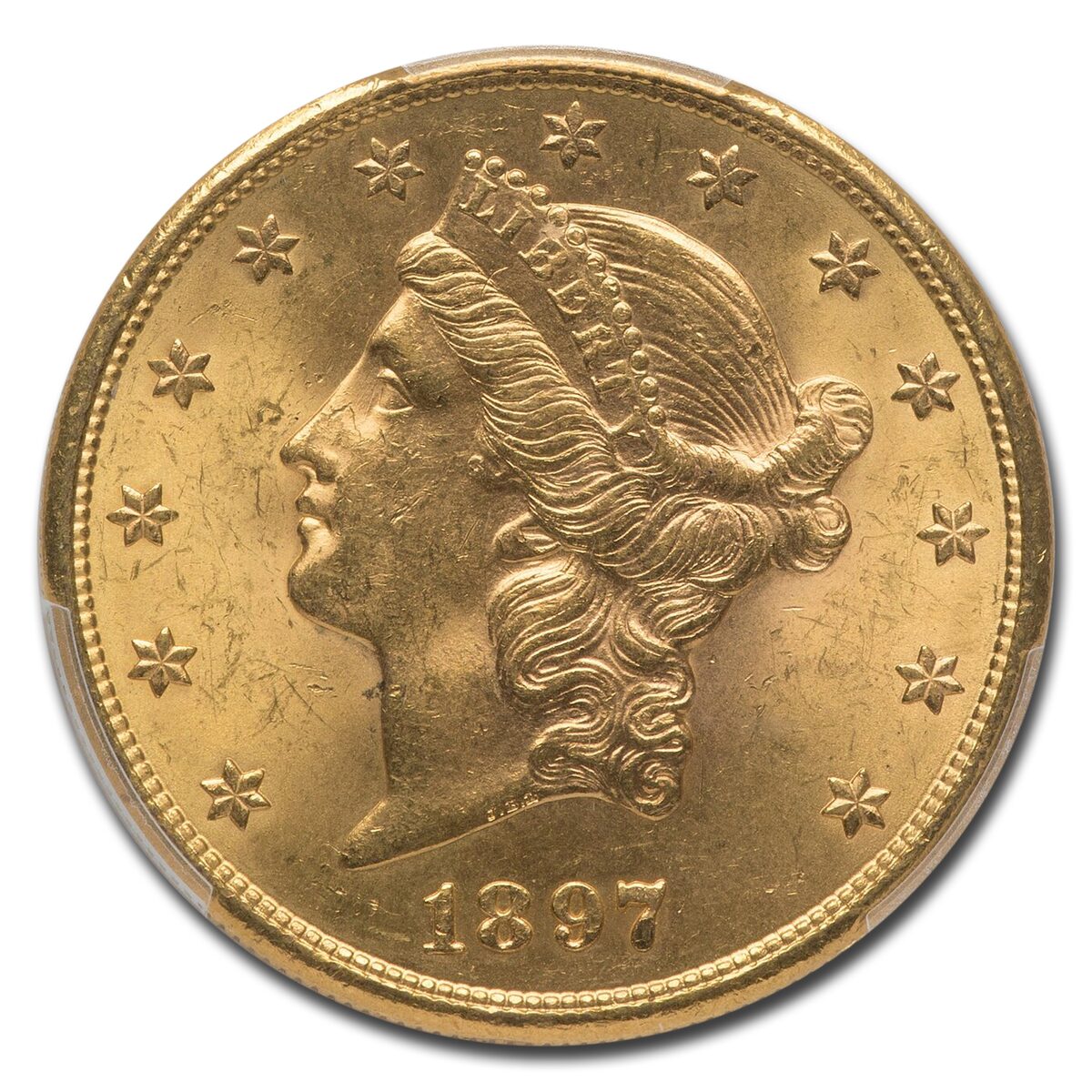1897-S $20 Liberty Gold Double Eagle MS-64+ PCGS