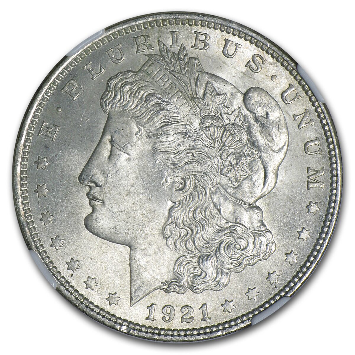 1921 Morgan Dollar MS-64 NGC (Toned, Obv &/or Rev)