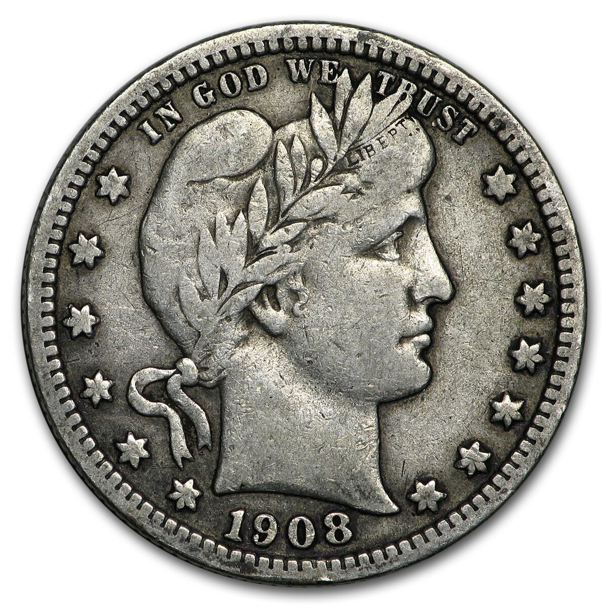 1908-D Barber Quarter VF