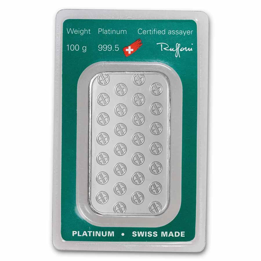 100 gram Platinum Bar - Argor-Heraeus (In Assay)