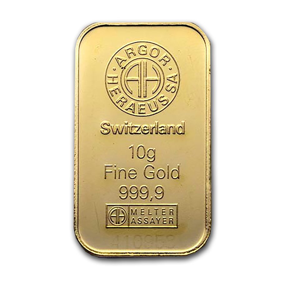 10 gram Gold Bar - Argor-Heraeus (In Assay)