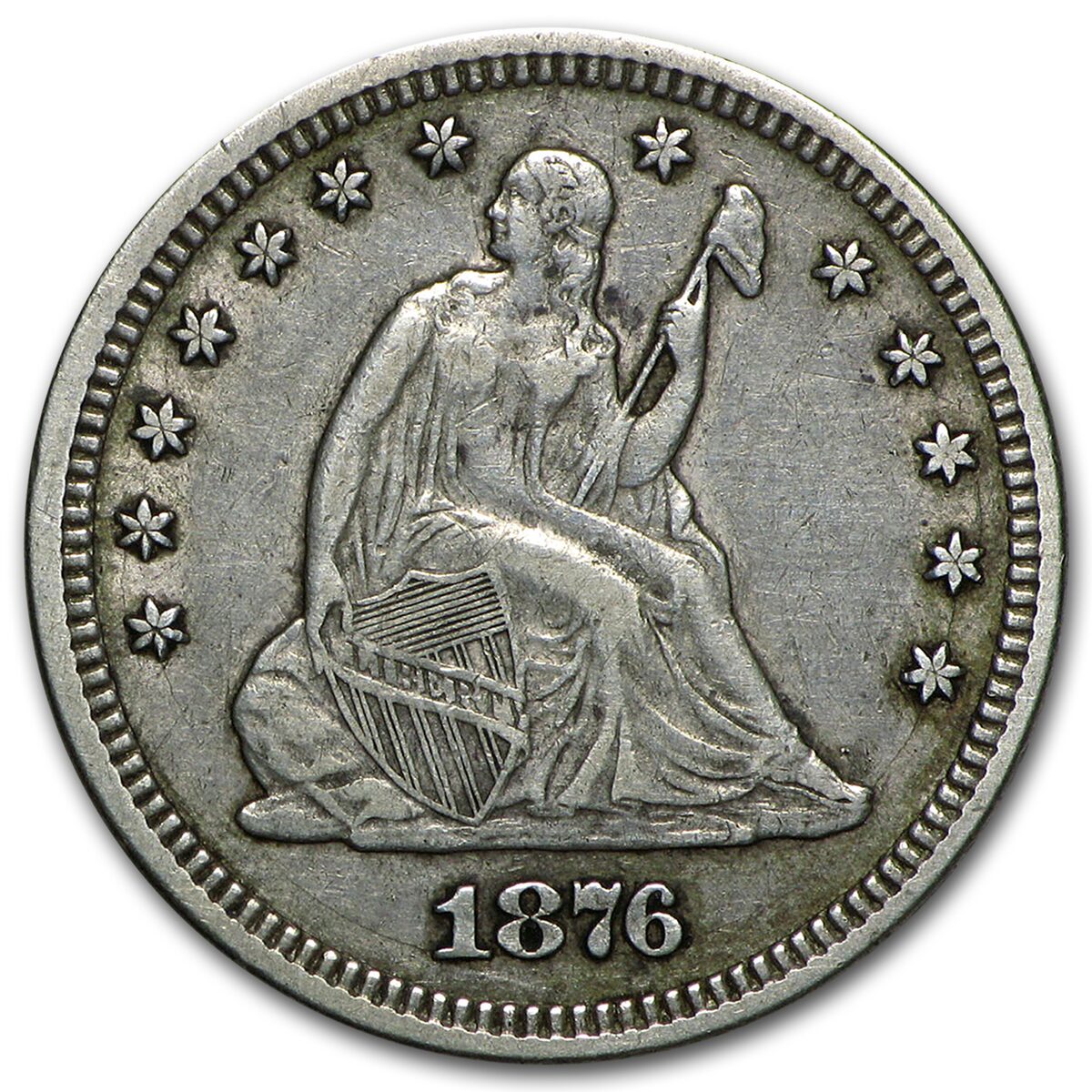 1876 Liberty Seated Quarter XF