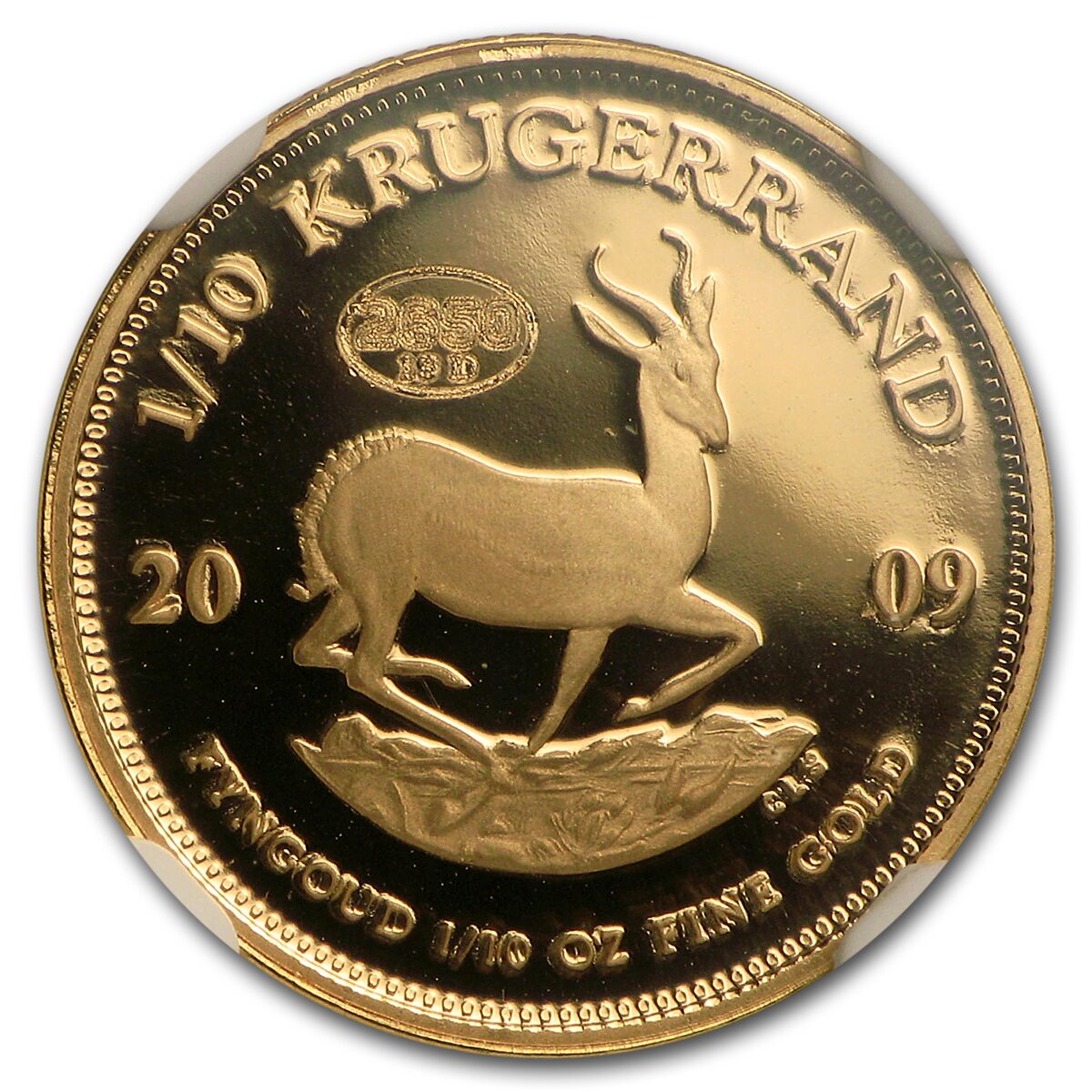 2009 S. Africa 1/10 oz Gold Krugerrand PF-70 NGC (Govt on Wheels)