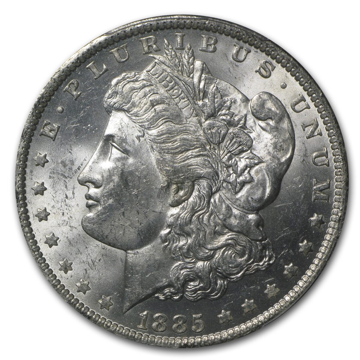 1885-O Stage Coach Morgan Dollar BU PCGS