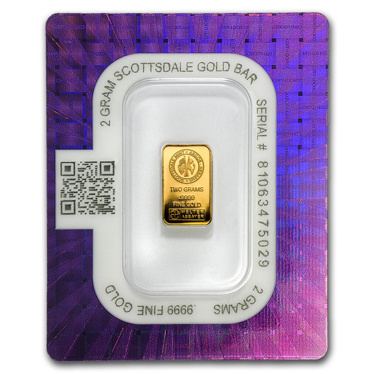 2 gram Gold Bar - Scottsdale Mint (In Certi-Lock® Assay)