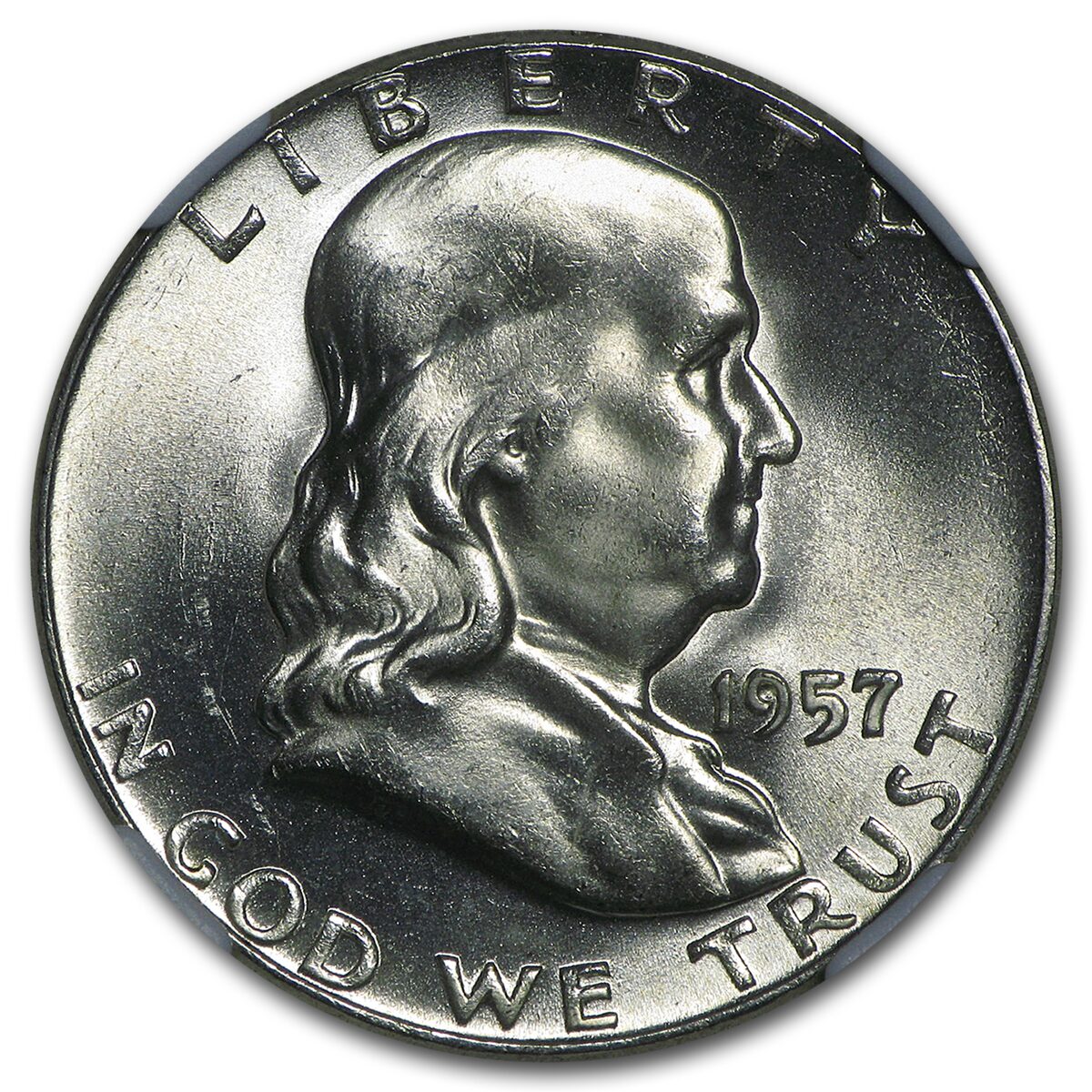 1957 Franklin Half Dollar MS-64 NGC (FBL)