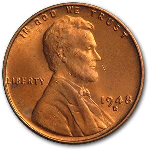 1948-D Lincoln Cent BU (Red)