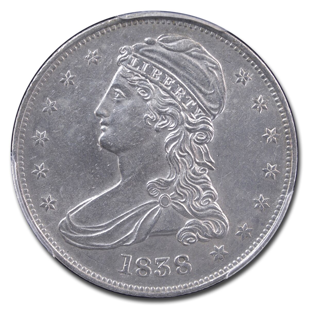 1838 Reeded Edge Half Dollar AU-53 PCGS