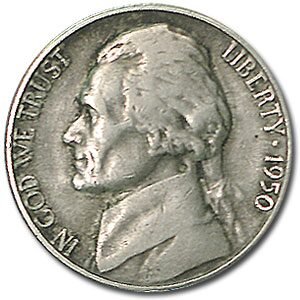 1950-D Jefferson Nickel Good-Xf
